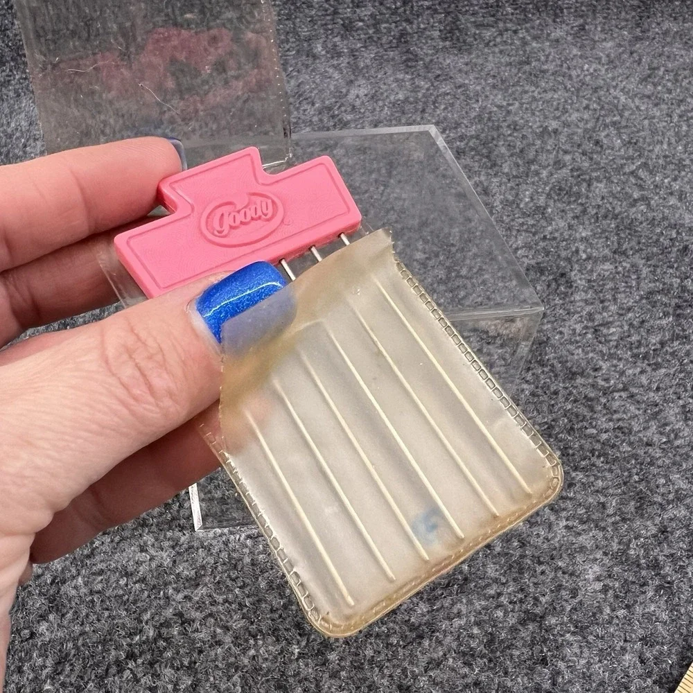 Vintage Goody Hair Pick Comb Tease Lift Metal Purse Travel Pink 3.5
